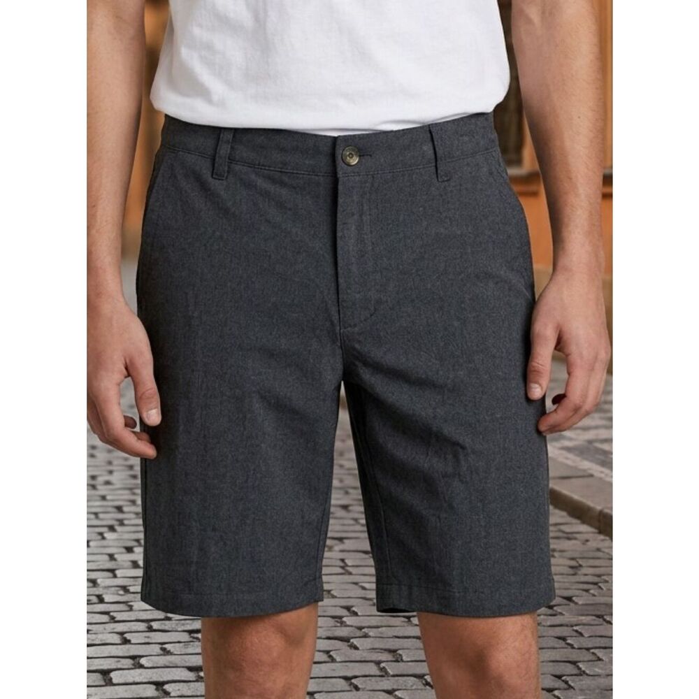 All In Motion Boys Golf Shorts 14 Heather Black Stretch Hybrid Uniform UPF 50
